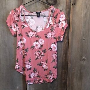 Rue21 Floral Cut-out Shoulder Top in Pink Size XS